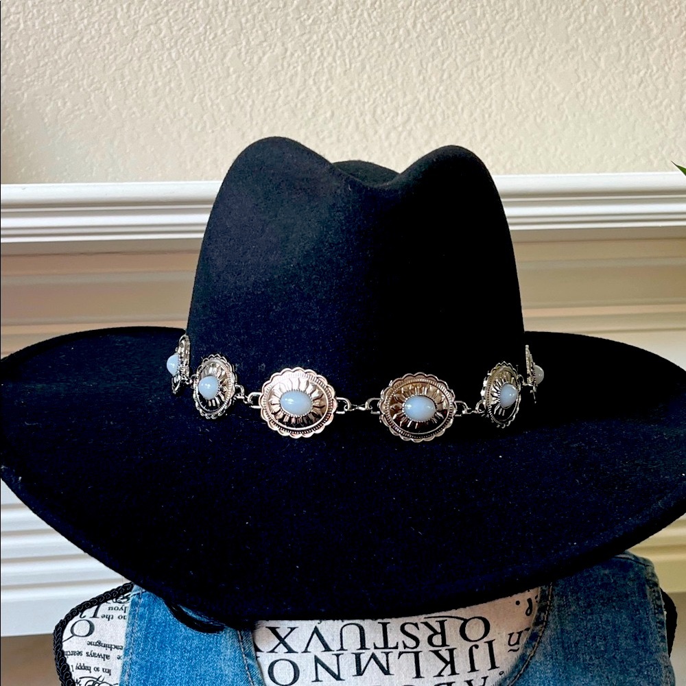 Elegant Black Hat with Silver Accents